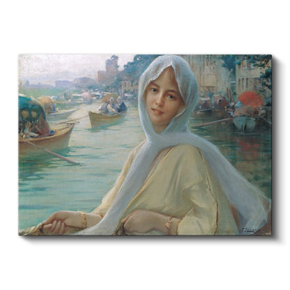 Boğaziçi Manzarası - Başörtülü Hanım Kanvas Tablo