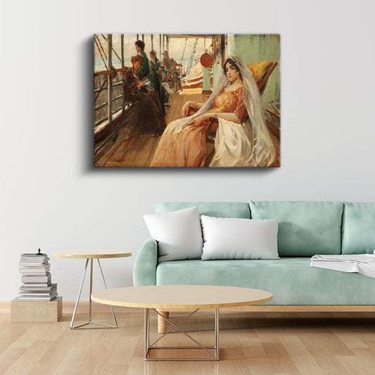 Osmanlı Gemisi - Seyahat Eden Hanımefendi Kanvas Tablo