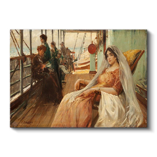 Osmanlı Gemisi - Seyahat Eden Hanımefendi Kanvas Tablo