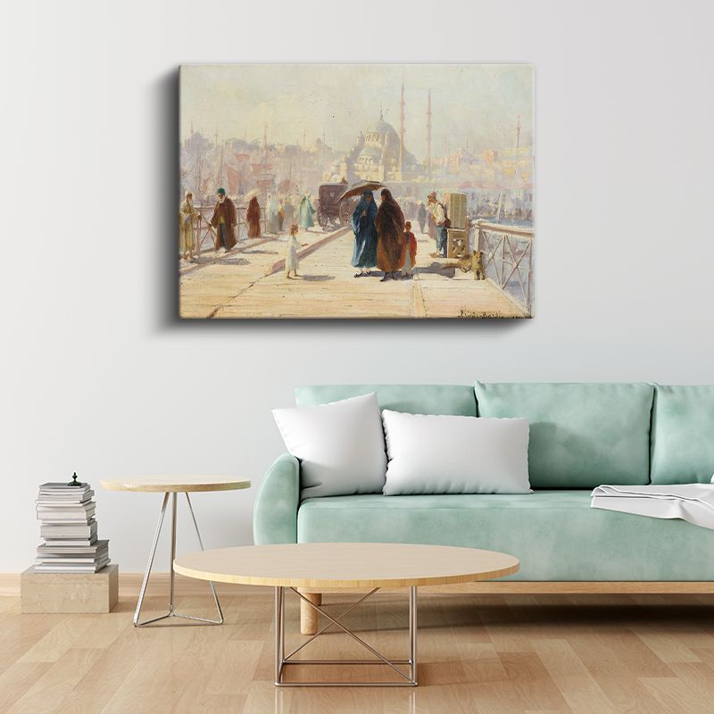 Fausto Zonaro - İstanbul İskelesi Kanvas Tablo