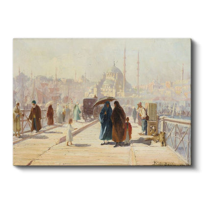 Fausto Zonaro - İstanbul İskelesi Kanvas Tablo