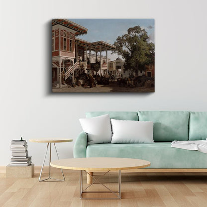 Osman Hamdi Bey - Osmanlı Konağı Avlusu Kanvas Tablo