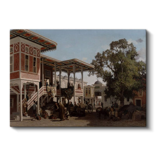 Osman Hamdi Bey - Osmanlı Konağı Avlusu Kanvas Tablo