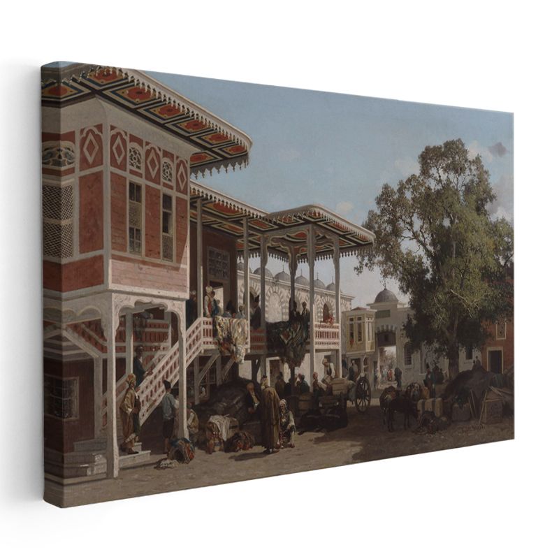 Osman Hamdi Bey - Osmanlı Konağı Avlusu Kanvas Tablo