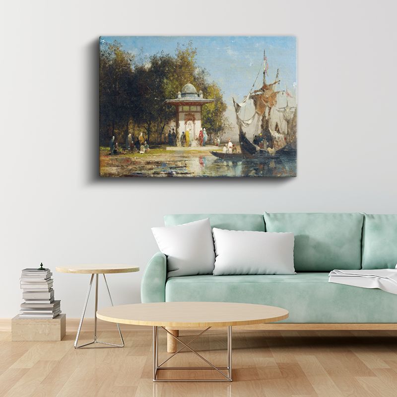 Çeşme Başı - Osmanlı Deniz Kıyısı Manzarası Kanvas Tablo