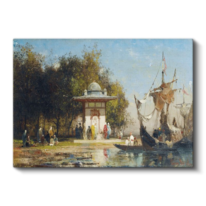 Çeşme Başı - Osmanlı Deniz Kıyısı Manzarası Kanvas Tablo