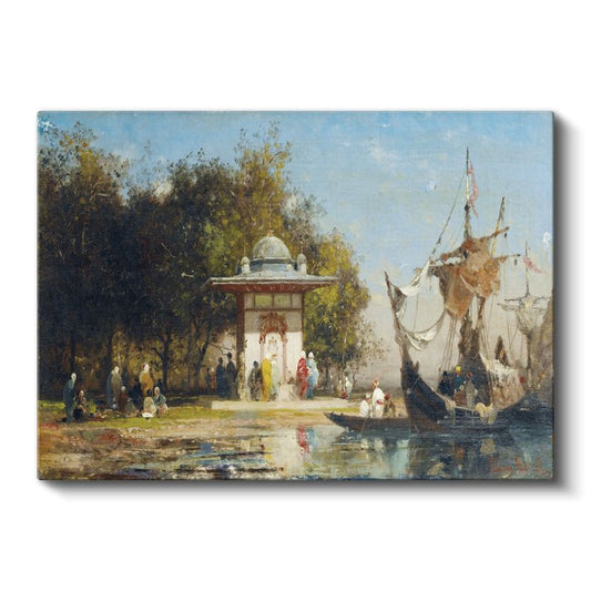 Çeşme Başı - Osmanlı Deniz Kıyısı Manzarası Kanvas Tablo