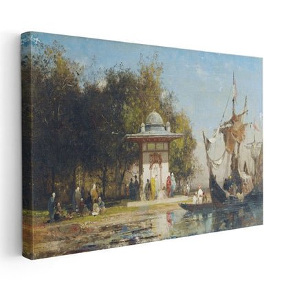 Çeşme Başı - Osmanlı Deniz Kıyısı Manzarası Kanvas Tablo