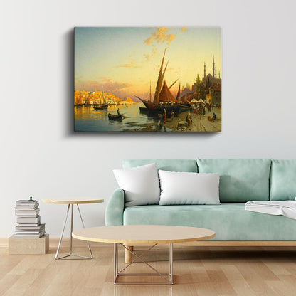 İstanbul Silueti - Altın Boynuz Manzarası Kanvas Tablo