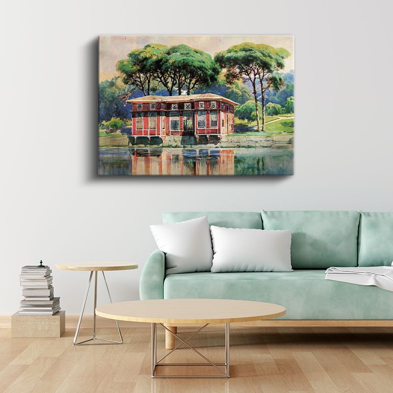 Kırmızı Köşk - Su Kenarında Yalı Kanvas Tablo