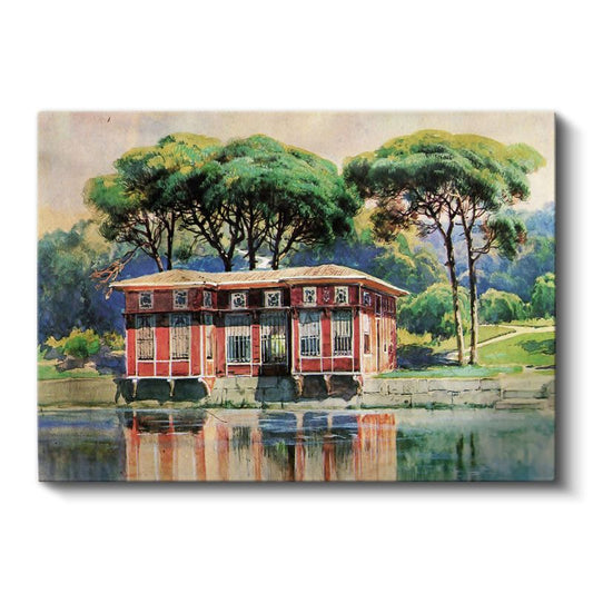 Kırmızı Köşk - Su Kenarında Yalı Kanvas Tablo