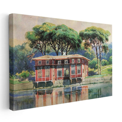 Kırmızı Köşk - Su Kenarında Yalı Kanvas Tablo