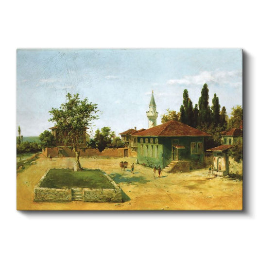 Osmanlı Köy Yaşamı - Yeşil Konak Manzarası Kanvas Tablo