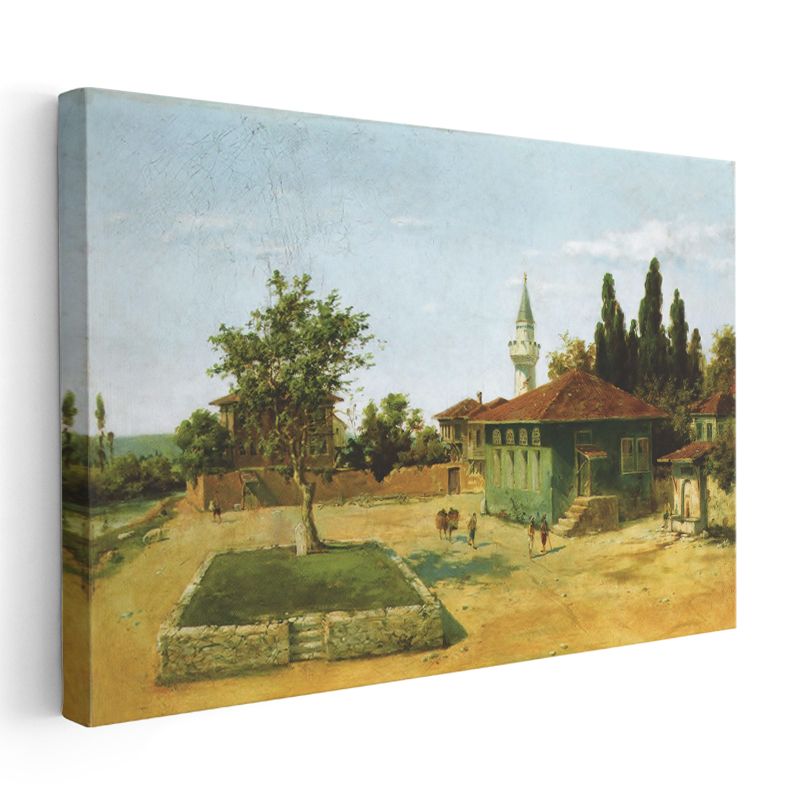 Osmanlı Köy Yaşamı - Yeşil Konak Manzarası Kanvas Tablo