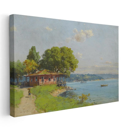 Boğaz Kıyısı - Yalı ve Deniz Manzarası Kanvas Tablo