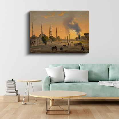 Sultanahmet - Gün Batımında Cami Silueti Kanvas Tablo