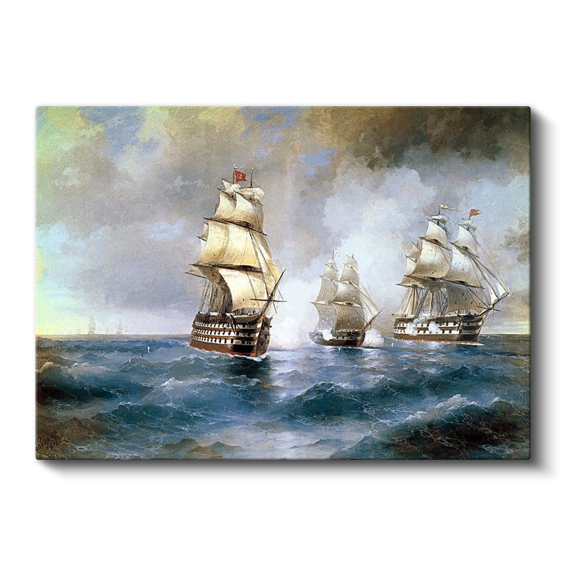 Osmanlı Donanması - Açık Denizde Savaş Gemileri Kanvas Tablo