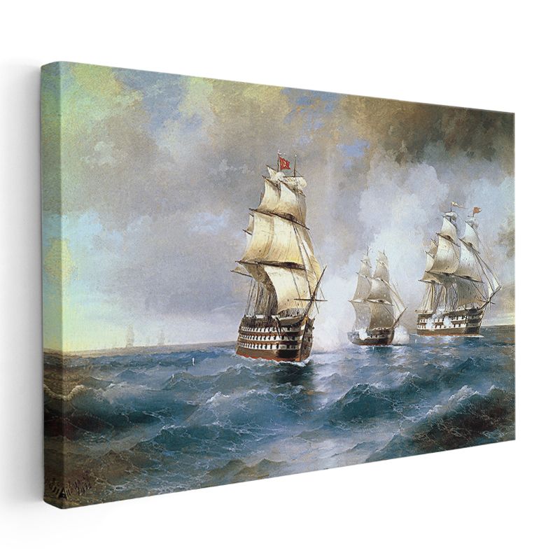 Osmanlı Donanması - Açık Denizde Savaş Gemileri Kanvas Tablo