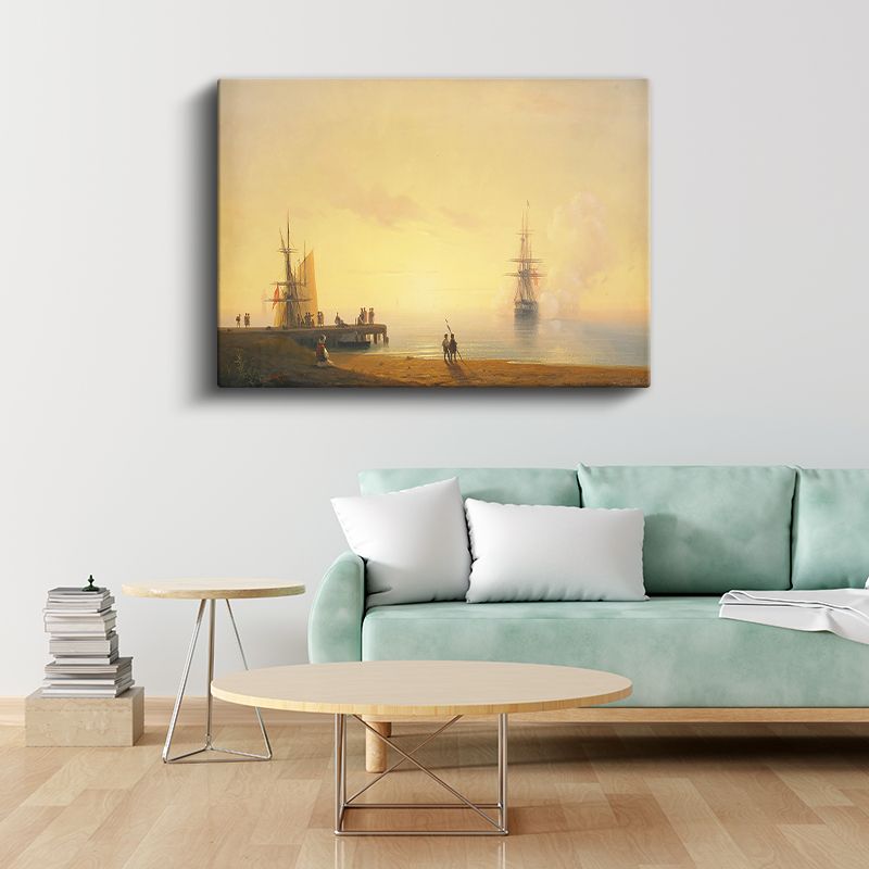 Osmanlı Limanı - Gün Batımında Yelkenliler Kanvas Tablo