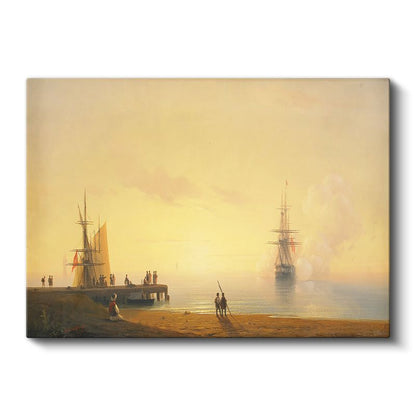 Osmanlı Limanı - Gün Batımında Yelkenliler Kanvas Tablo