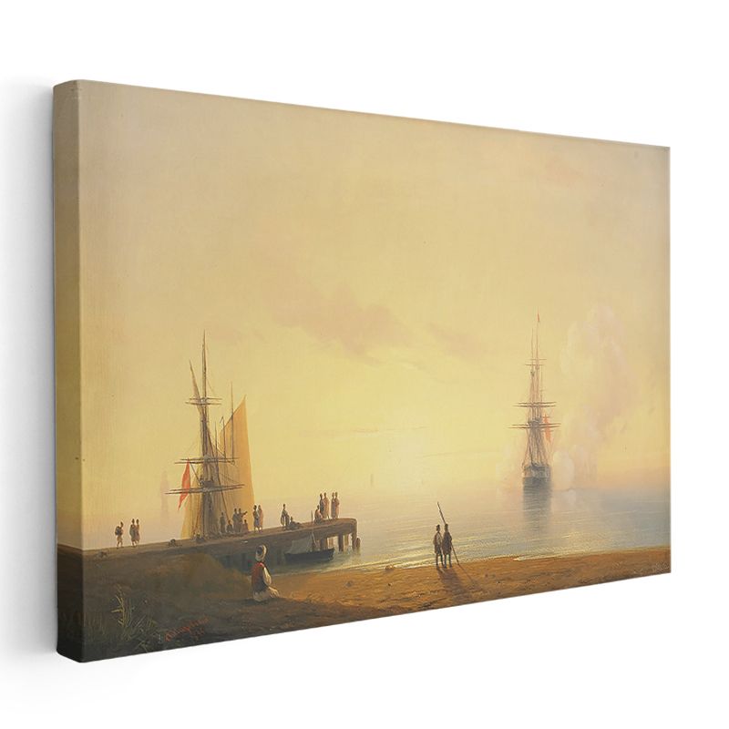 Osmanlı Limanı - Gün Batımında Yelkenliler Kanvas Tablo