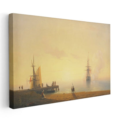 Osmanlı Limanı - Gün Batımında Yelkenliler Kanvas Tablo