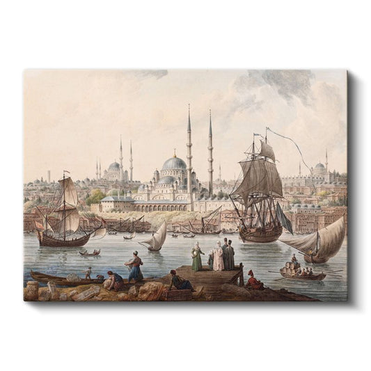 İstanbul Panoraması - Tarihi Yarımada ve Yelkenliler Kanvas Tablo