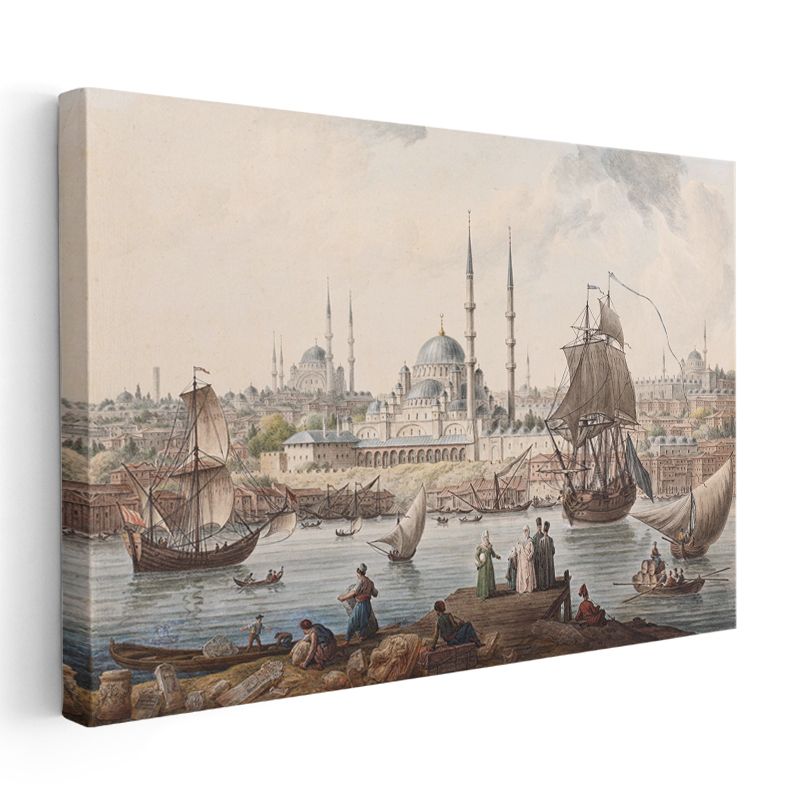 İstanbul Panoraması - Tarihi Yarımada ve Yelkenliler Kanvas Tablo