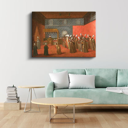 Saray Töreni - Osmanlı Divan Huzurunda Kabul Kanvas Tablo