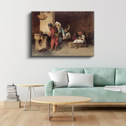 Osmanlı Kahvehanesi - Gündelik Yaşam Sahnesi Kanvas Tablo