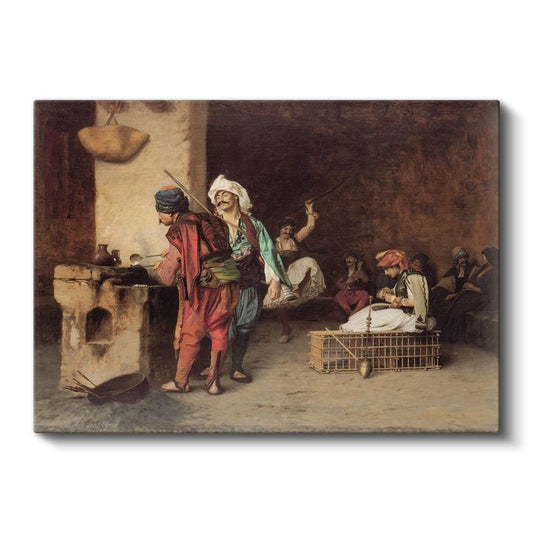 Osmanlı Kahvehanesi - Gündelik Yaşam Sahnesi Kanvas Tablo