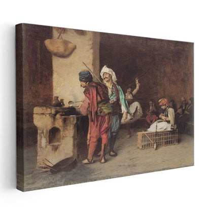 Osmanlı Kahvehanesi - Gündelik Yaşam Sahnesi Kanvas Tablo