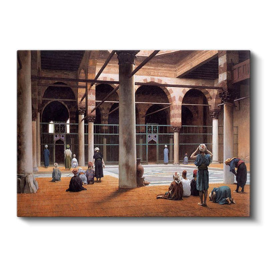 Cami İçi - İbadet Eden Müslümanlar Kanvas Tablo