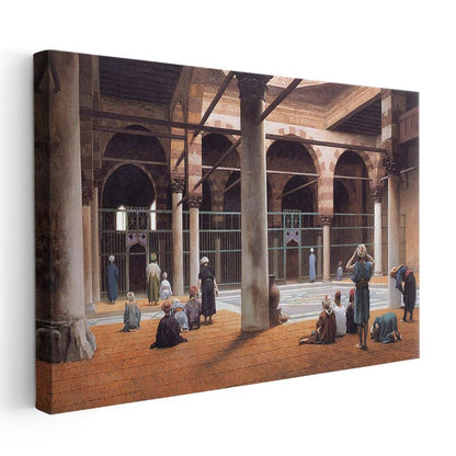 Cami İçi - İbadet Eden Müslümanlar Kanvas Tablo