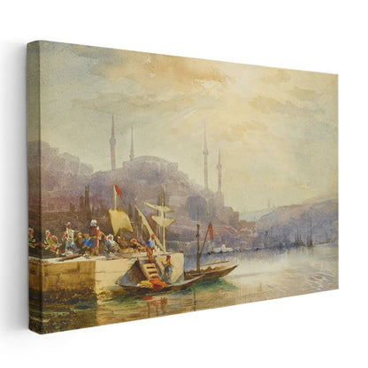 İstanbul Silueti - Boğaz'dan Şehir Manzarası Kanvas Tablo