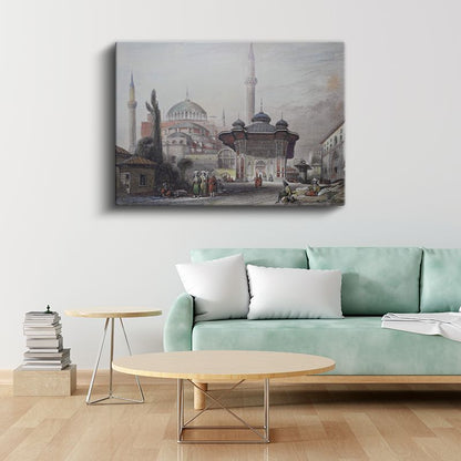 Ayasofya Camii - Osmanlı Döneminde İhtişamlı Görünüm Kanvas Tablo