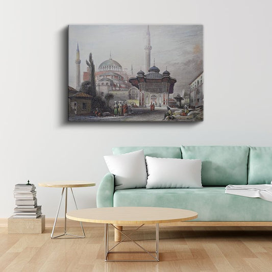 Ayasofya Camii - Osmanlı Döneminde İhtişamlı Görünüm Kanvas Tablo