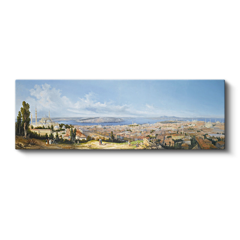Yatay Panoramik Kanvas Tablo İstanbul Genel Şehir Manzarası Osmanlı Tablosu Ev Ofis Duvar Dekoru