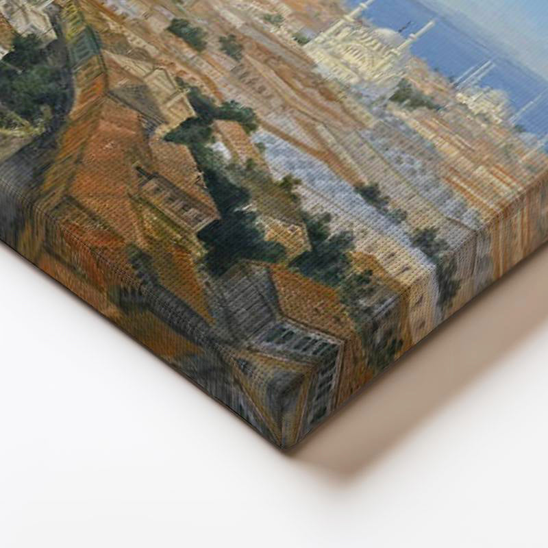 Yatay Panoramik Kanvas Tablo İstanbul Genel Şehir Manzarası Osmanlı Tablosu Ev Ofis Duvar Dekoru