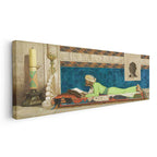 Yatay Panoramik Kanvas Tablo Medrese İç Mekan Sahnesi Osmanlı Tablosu Ev Ofis Duvar Dekoru