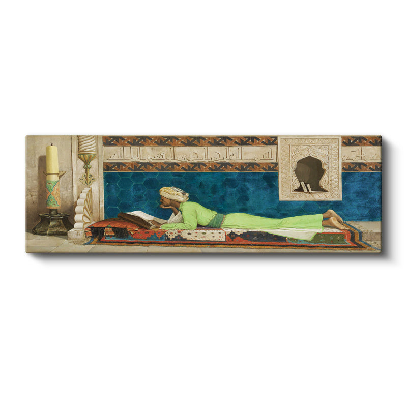 Yatay Panoramik Kanvas Tablo Medrese İç Mekan Sahnesi Osmanlı Tablosu Ev Ofis Duvar Dekoru