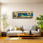 Yatay Panoramik Kanvas Tablo Medrese İç Mekan Sahnesi Osmanlı Tablosu Ev Ofis Duvar Dekoru