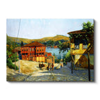 Yatay Kanvas Tablo Osmanlı Mahalle Yaşamı Sahnesi Osmanlı Tablosu Ev Ofis Duvar Dekoru