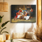 Yatay Kanvas Tablo Osmanlı Kahvehane Kültürü Sahnesi Osmanlı Tablosu Ev Ofis Duvar Dekoru