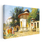 Yatay Kanvas Tablo Osmanlı Çeşme Meydanı Sahnesi Osmanlı Tablosu Ev Ofis Duvar Dekoru