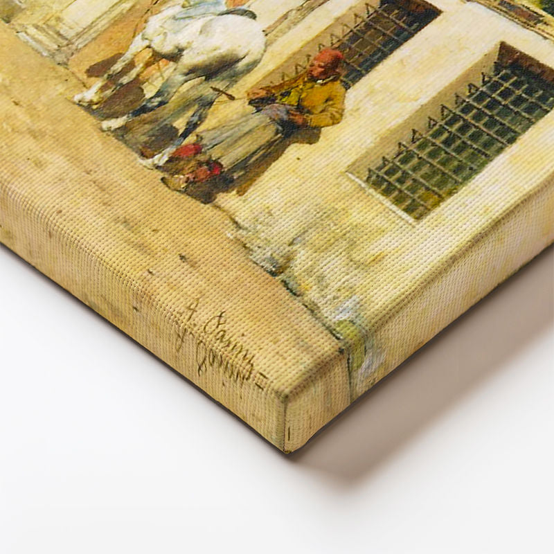 Yatay Kanvas Tablo Osmanlı Çeşme Meydanı Sahnesi Osmanlı Tablosu Ev Ofis Duvar Dekoru