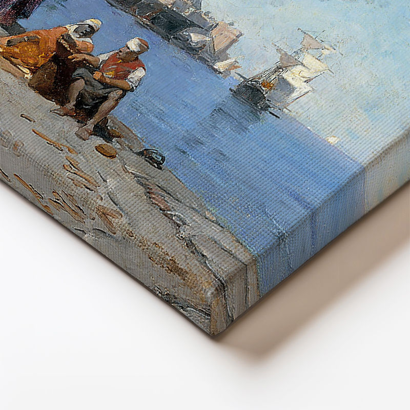 Yatay Kanvas Tablo Osmanlı Tersane Kıyısı Sahnesi Osmanlı Tablosu Ev Ofis Duvar Dekoru