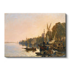 Yatay Kanvas Tablo Osmanlı İskele Günlük Yaşam Sahnesi Osmanlı Tablosu Ev Ofis Duvar Dekoru