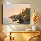 Yatay Kanvas Tablo Osmanlı İskele Günlük Yaşam Sahnesi Osmanlı Tablosu Ev Ofis Duvar Dekoru