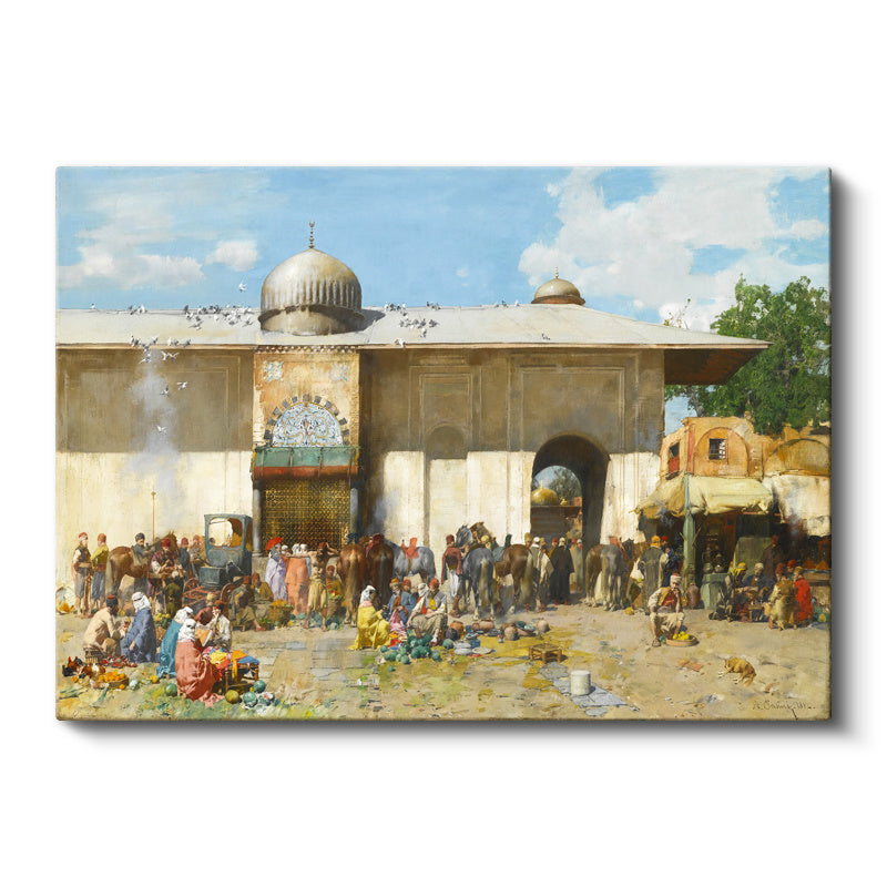 Yatay Kanvas Tablo Osmanlı Sahil Yerleşimi Sahnesi Osmanlı Tablosu Ev Ofis Duvar Dekoru